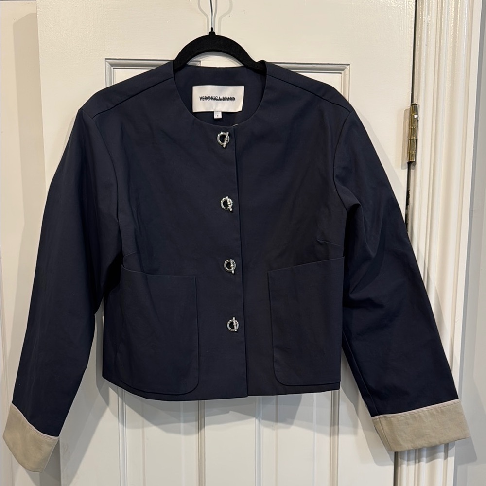 Veronica Beard Sample Navy Jacket With Beige Cuff… - image 1